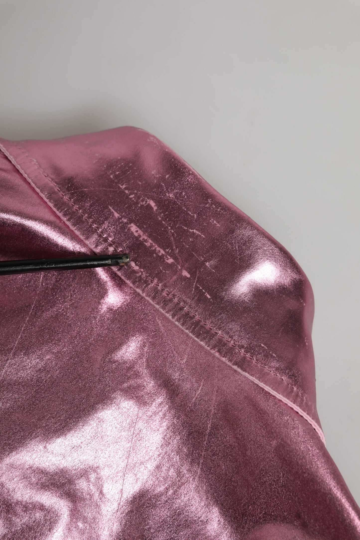 Pink Cotton Stretch Collared Cropped Jacket