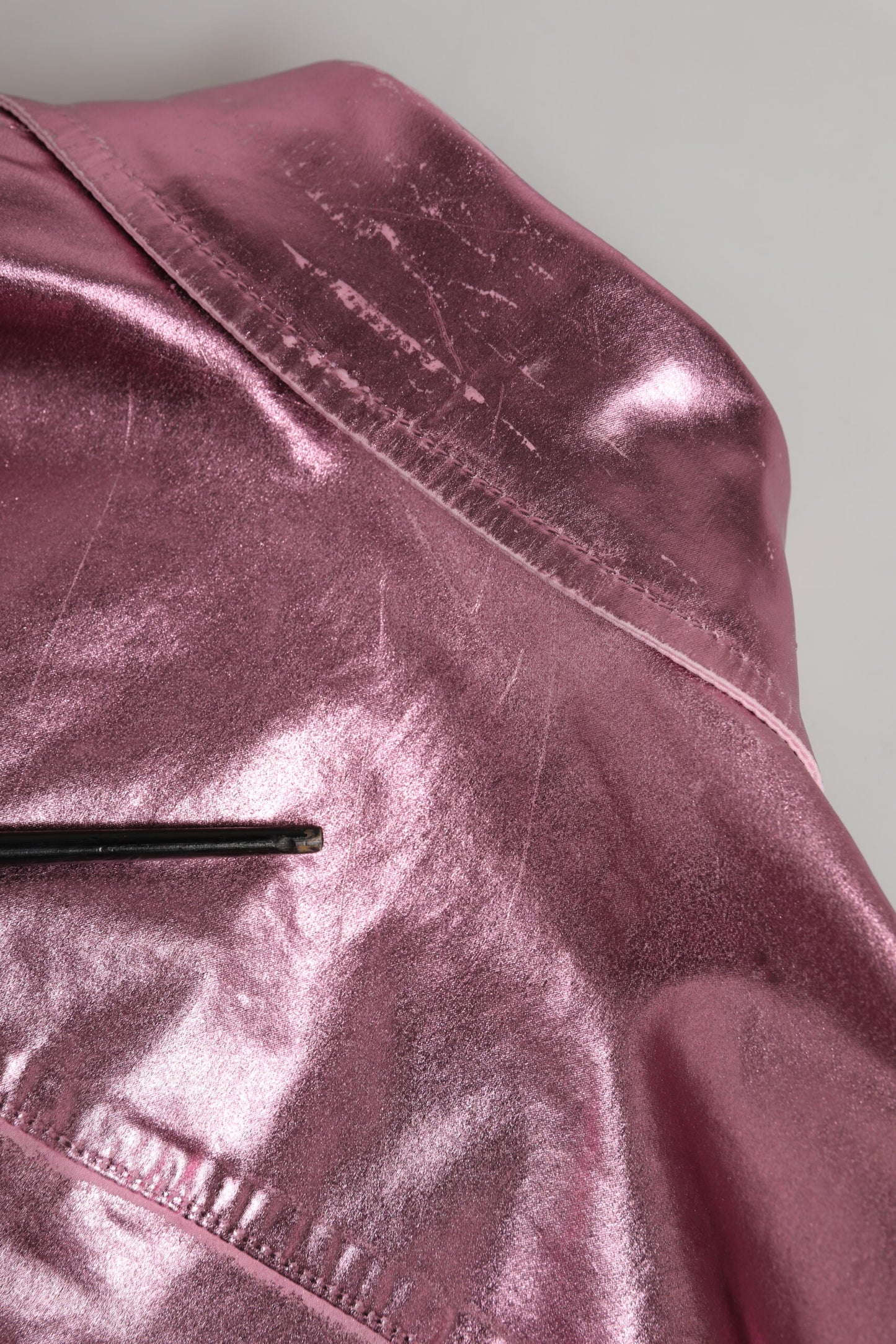 Pink Cotton Stretch Collared Cropped Jacket