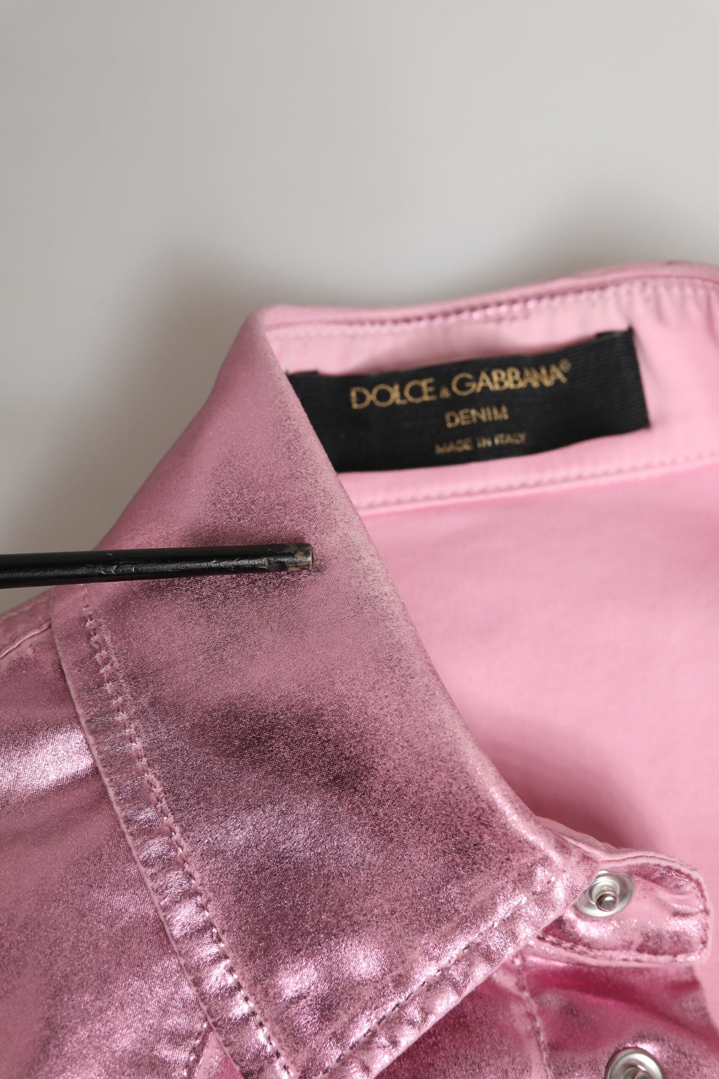 Pink Cotton Stretch Collared Cropped Jacket