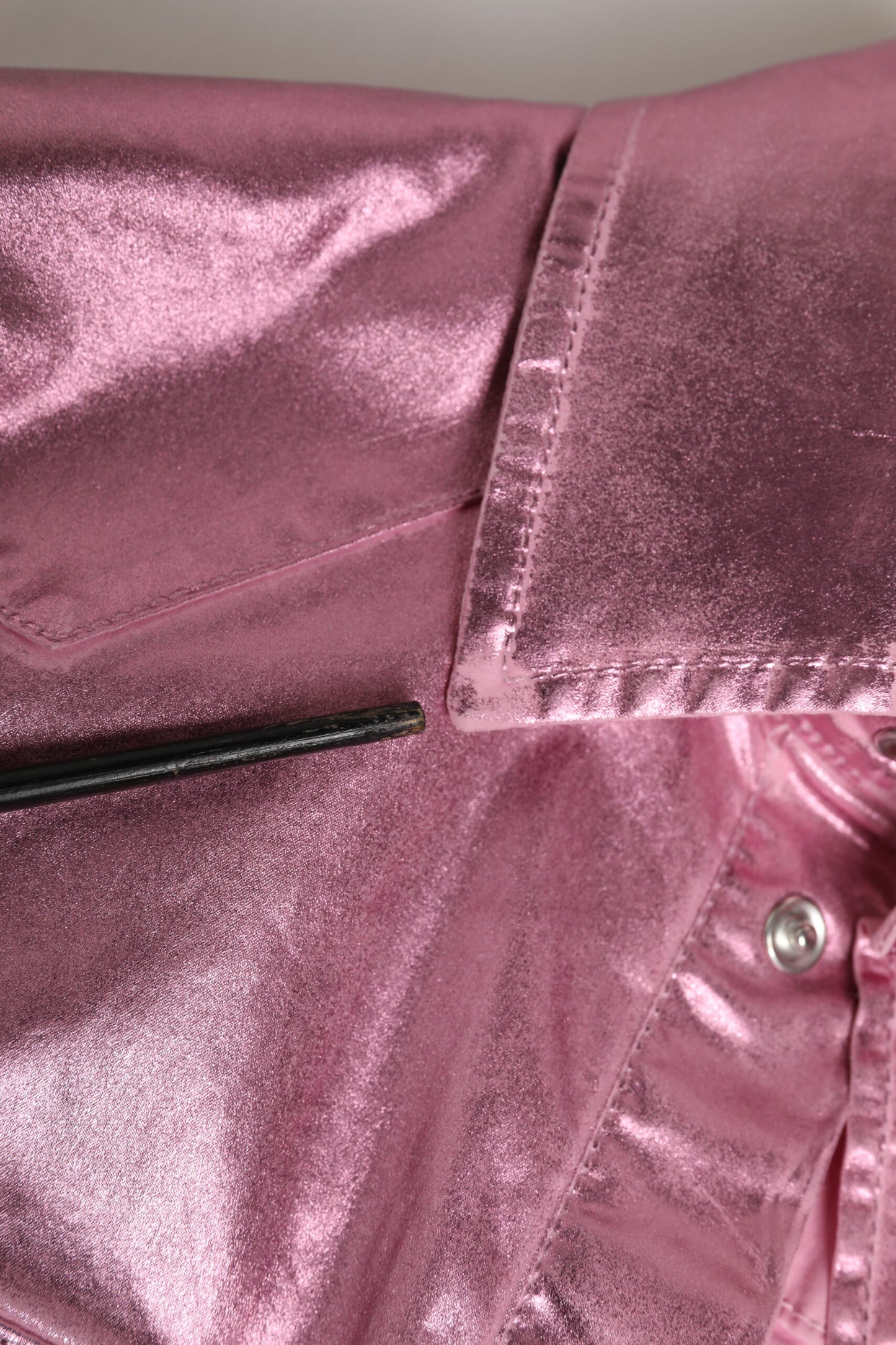 Pink Cotton Stretch Collared Cropped Jacket