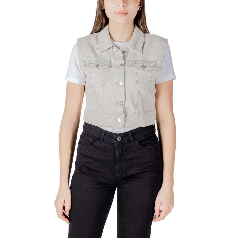 Light Blue Cotton Sleeveless Jacket