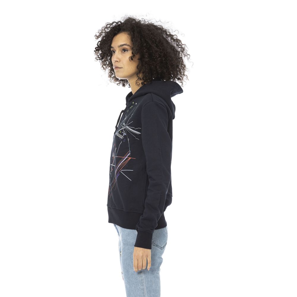 Blue Cotton Women Sweatshirt