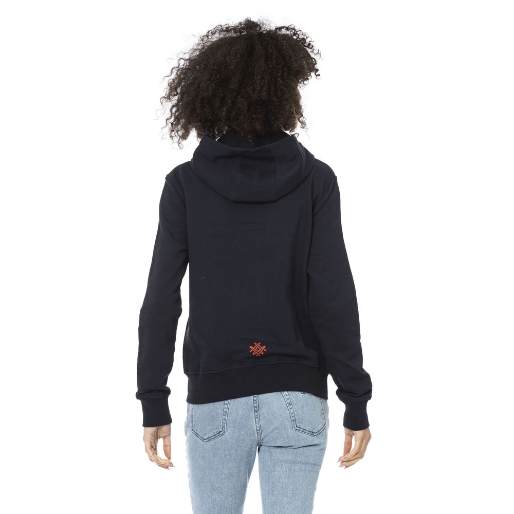 Blue Cotton Women Sweatshirt
