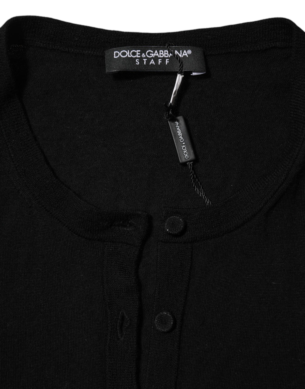 Black Virgin Wool Buttoned Cardigan Sweater