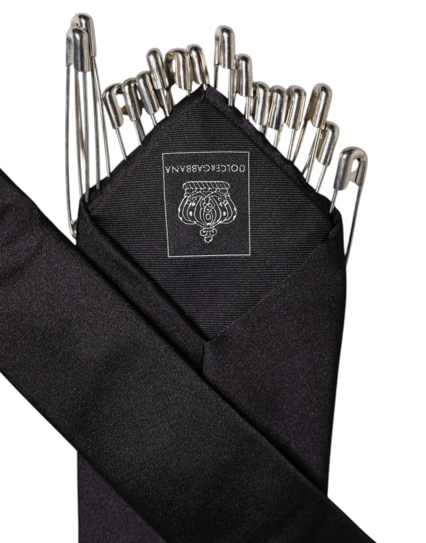 Black Safety Pins Silk Adjustable Necktie Accessory Tie
