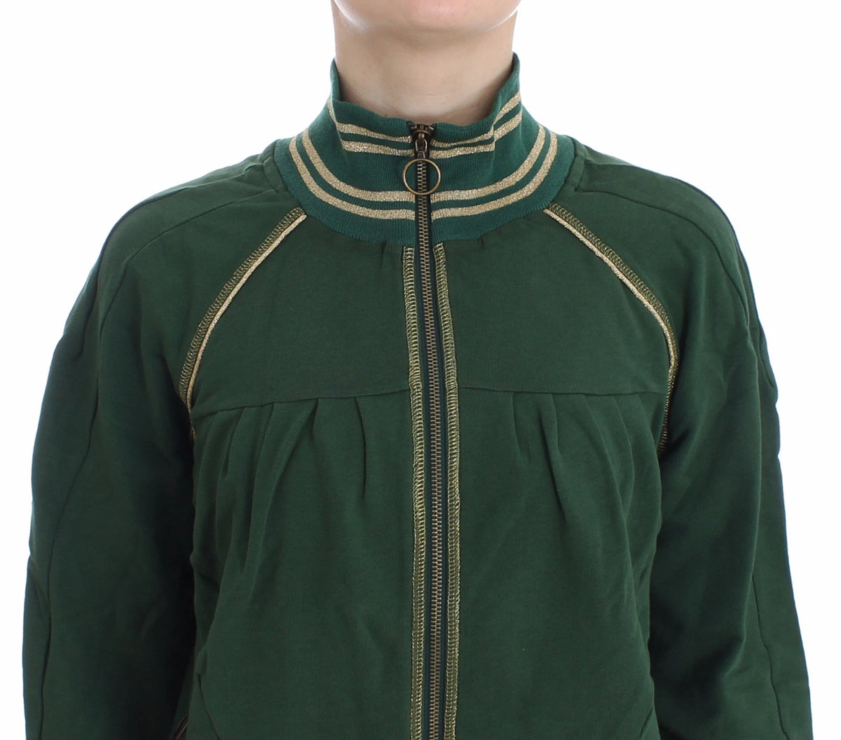 Green Mock Zip Cardigan Sweatshirt Sweater Jacket