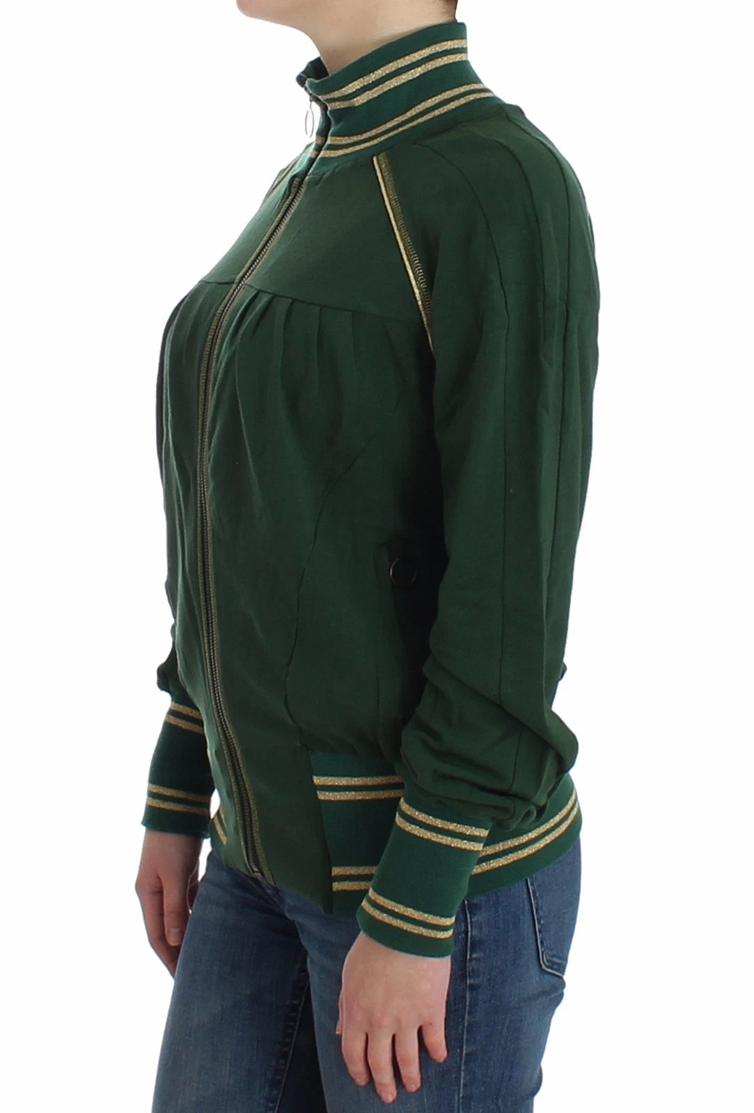 Green Mock Zip Cardigan Sweatshirt Sweater Jacket