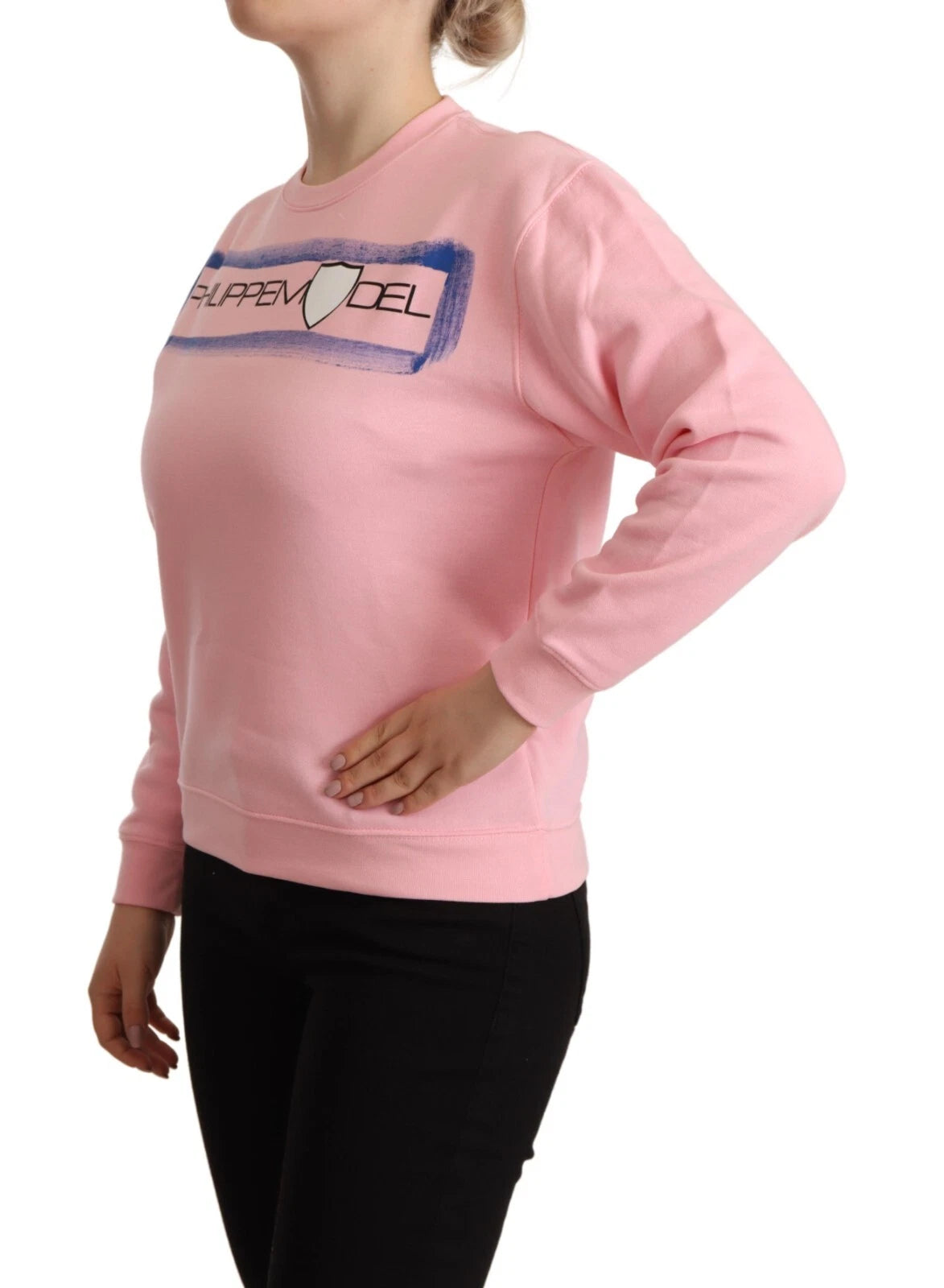 Pink Printed Long Sleeves Pullover Sweater