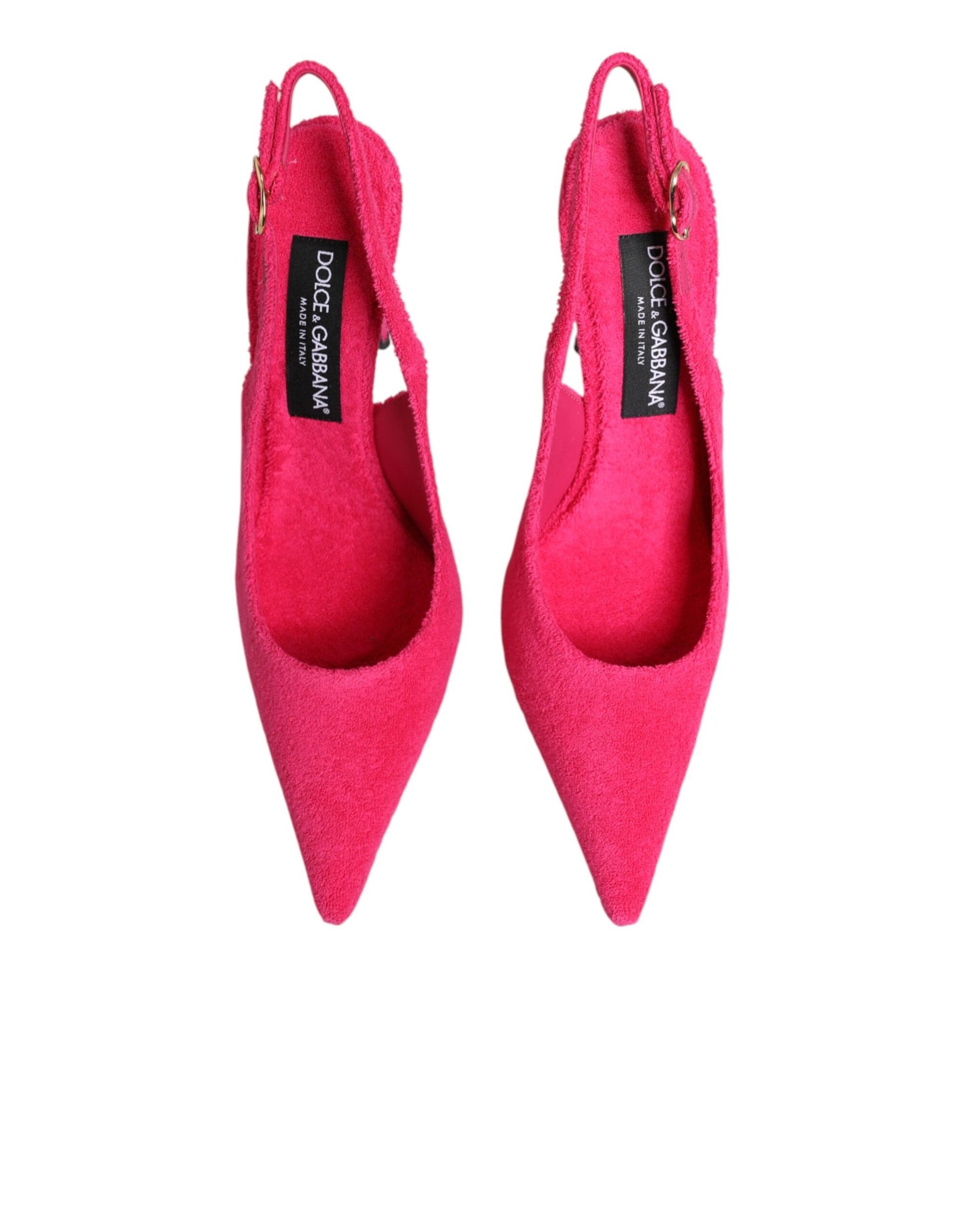 Pink Terry Cloth High Heels Slingback Shoes