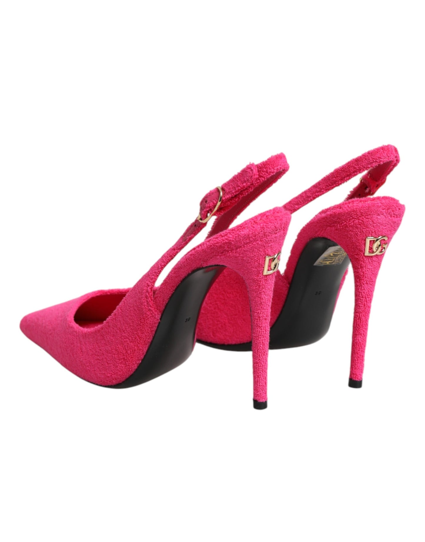 Pink Terry Cloth High Heels Slingback Shoes