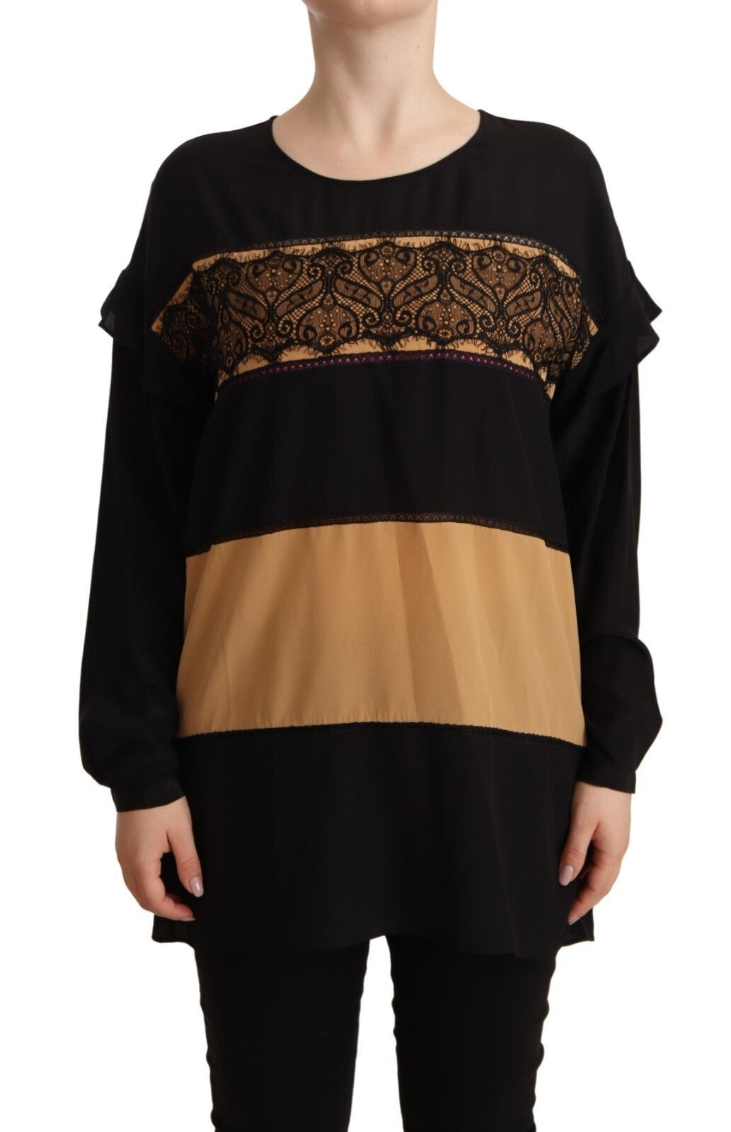 Multicolor Long Sleeves Round Neck Pullover Sweater