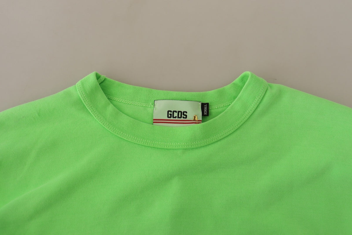 Mint Green Printed Long Sleeves Cropped Top Sweater