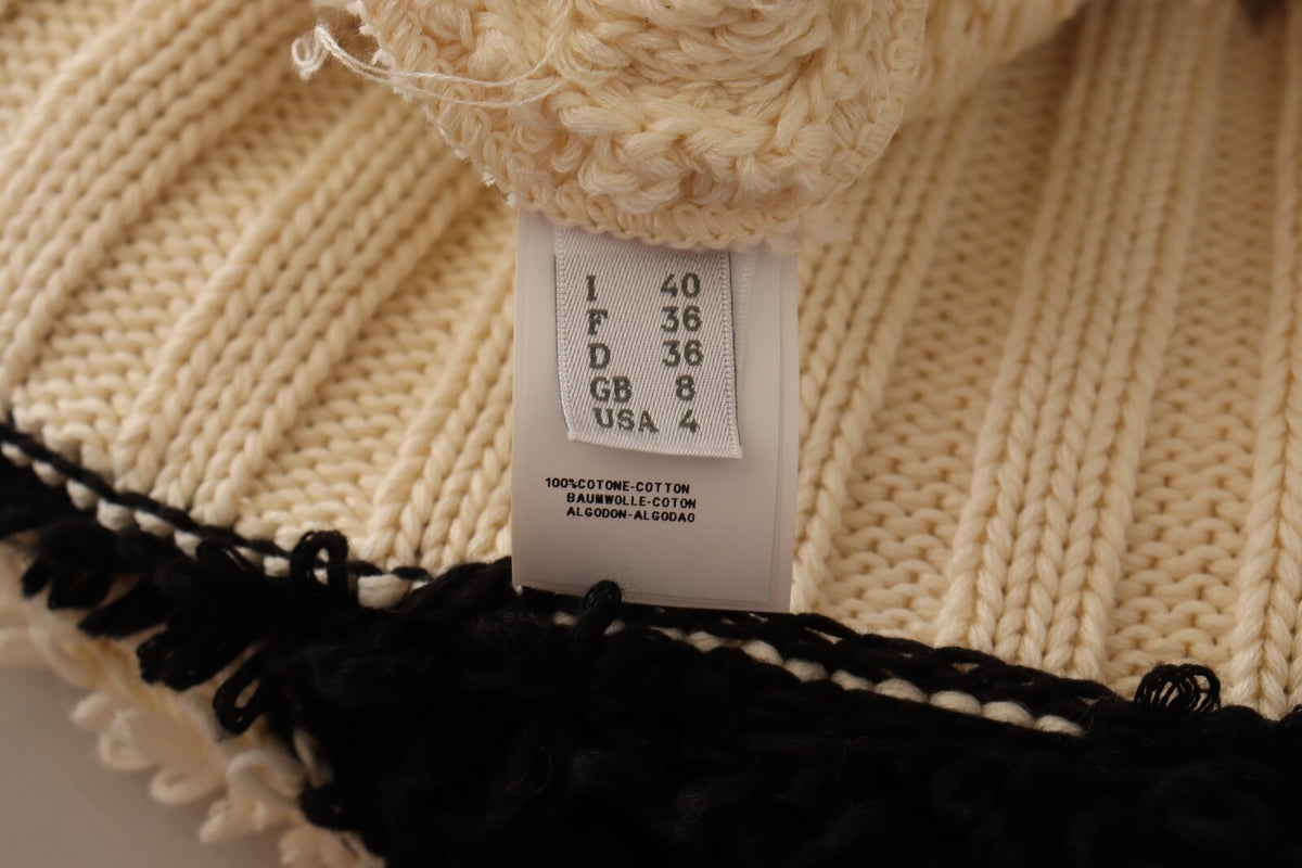 Beige Black Short Sleeve Button Cardigan Sweater