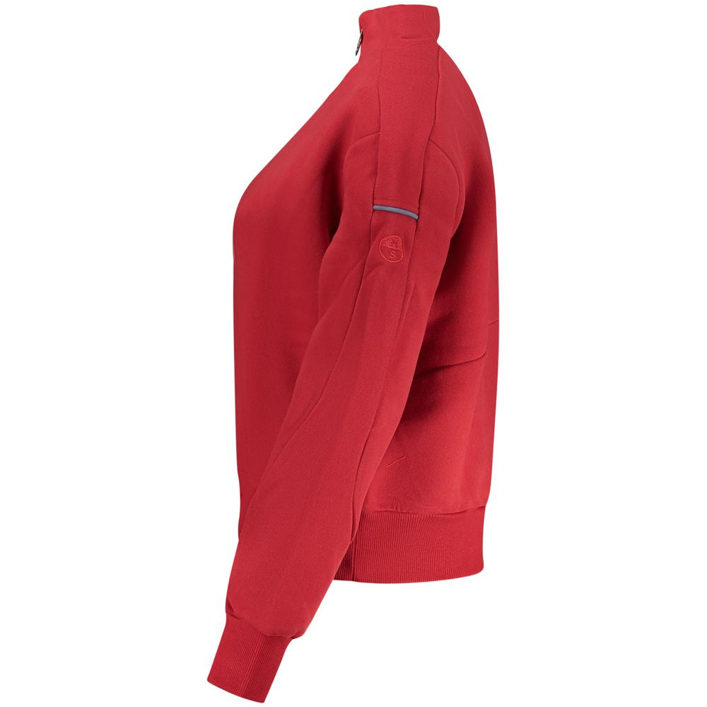 Red Cotton Women Sweatshirt