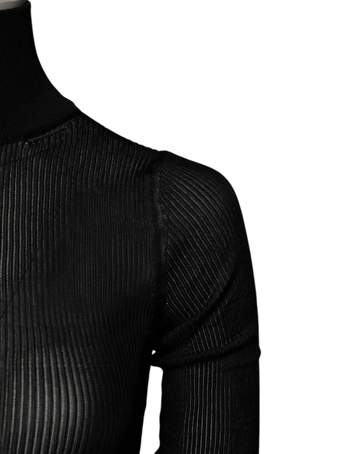 Black Viscose Turtle Neck Pullover Top