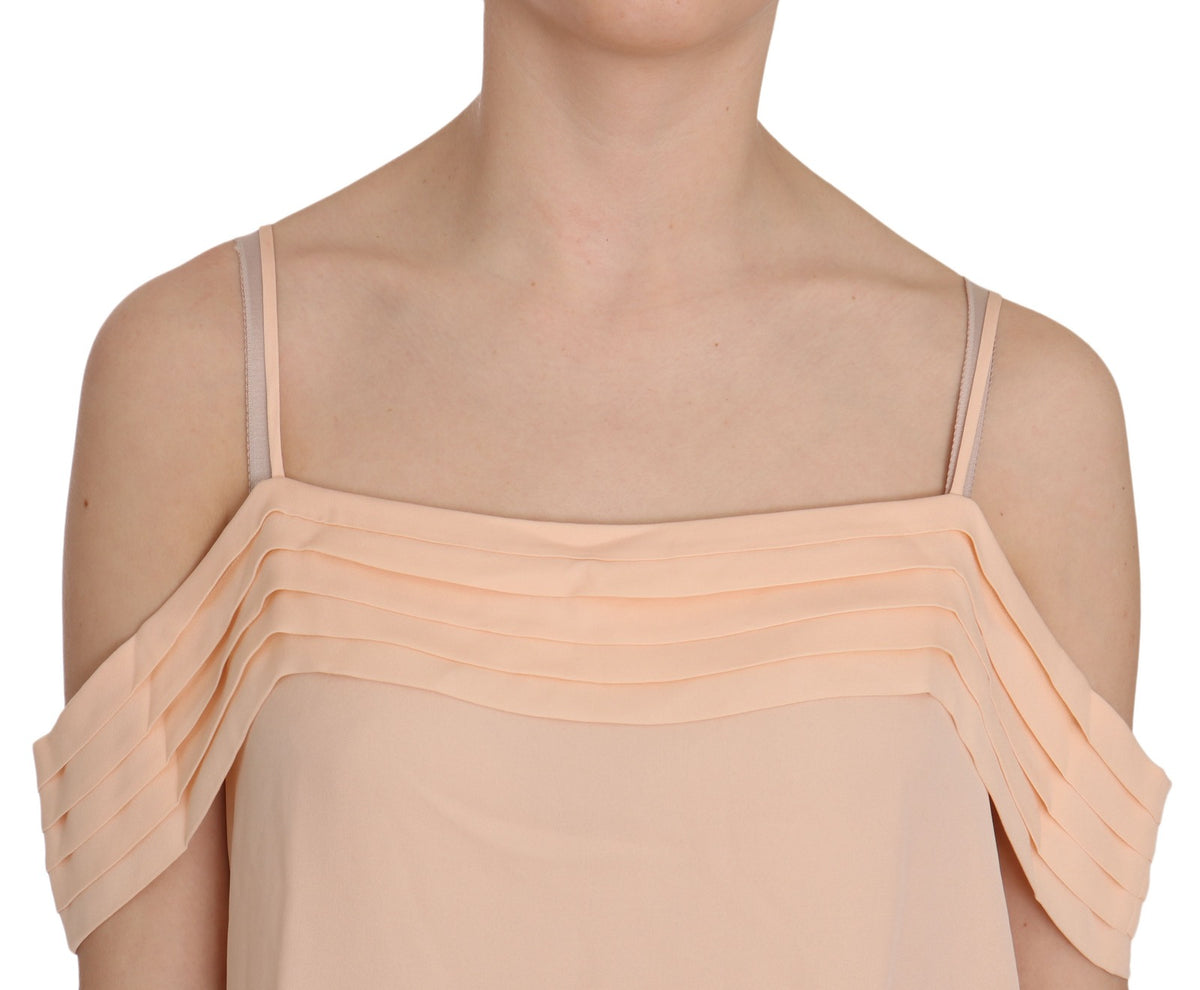 Orange Off Shoulder Strap Square Neck Top Blouse