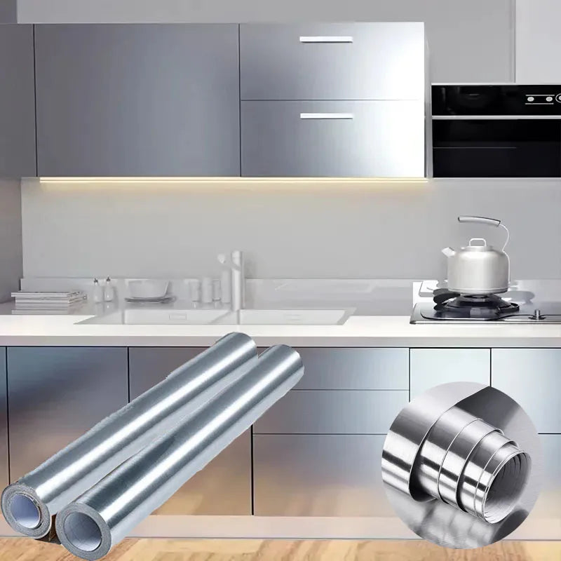 40cm fireproof and waterproof brushed silver wallpaper, modern