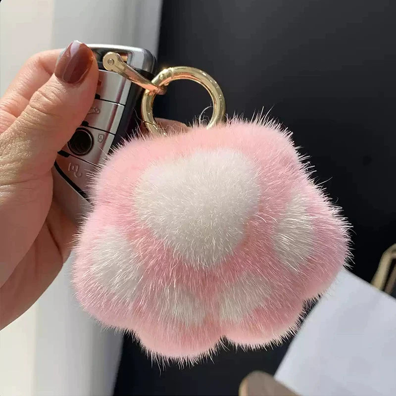 Fluffy kattepoter nøglering