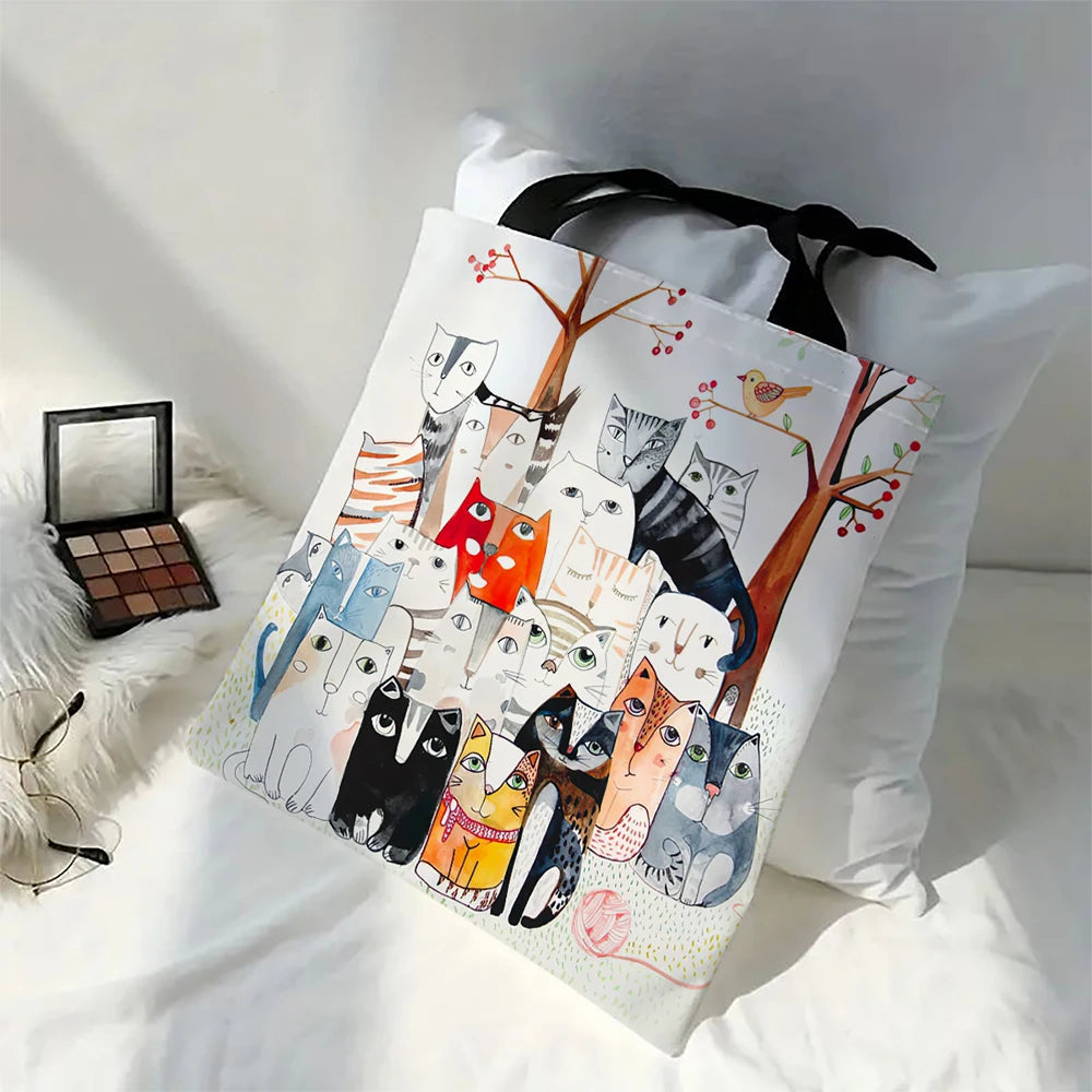 Tote bag med katte-print