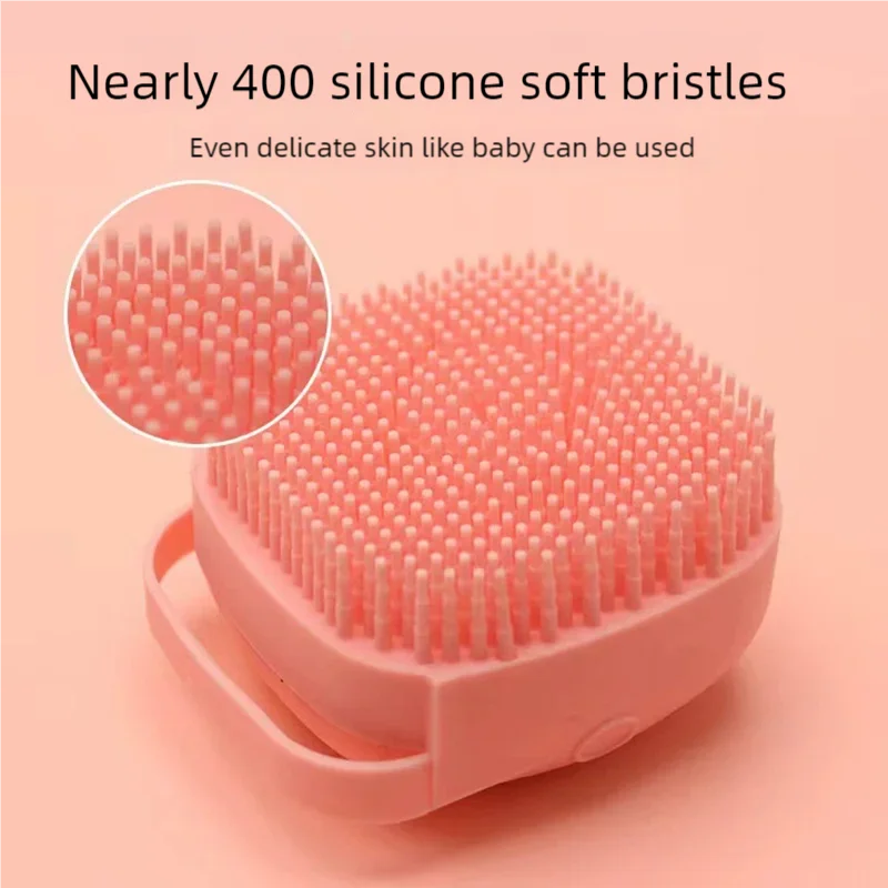 Silikone-badebørste med shampoobeholder