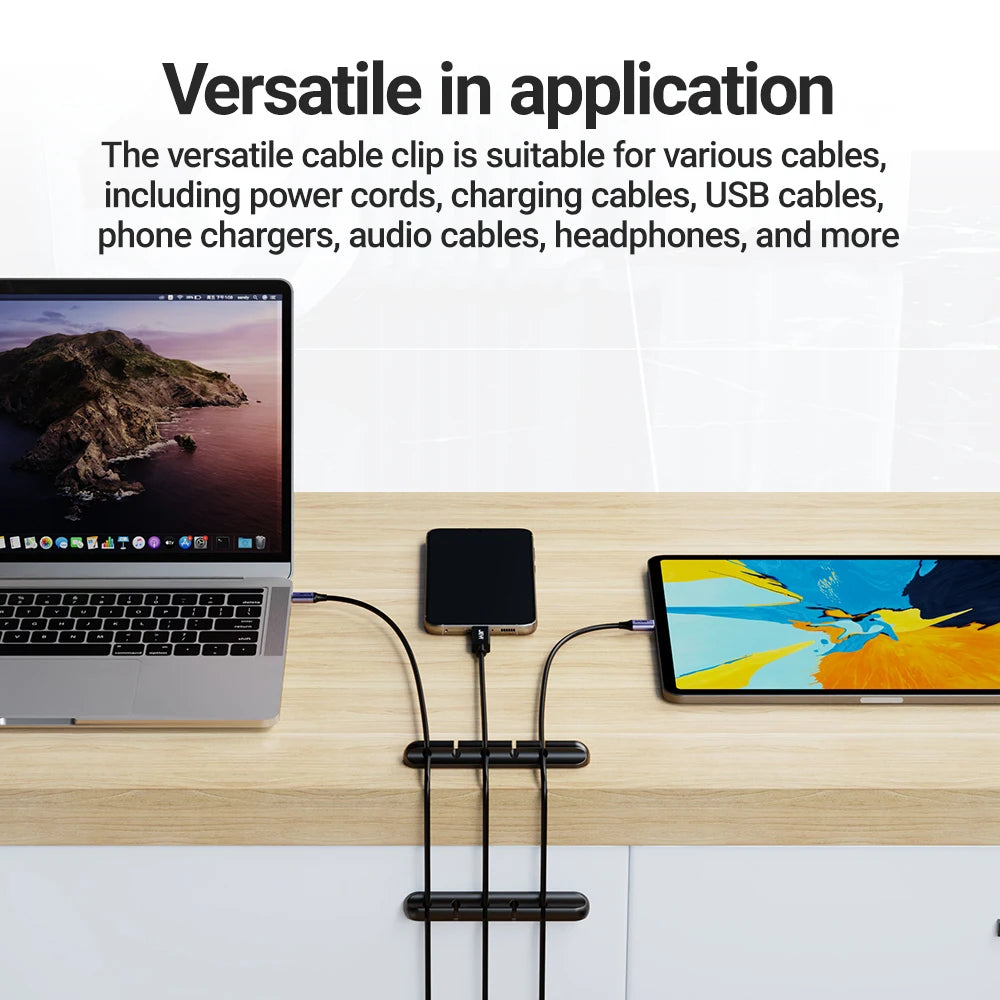 Adhesive Cable Holder Clips Cord Management Wire Organizer for Desktop