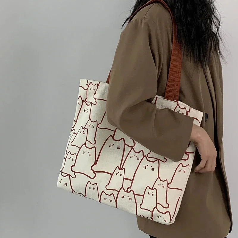 Katte-shopper i canvas
