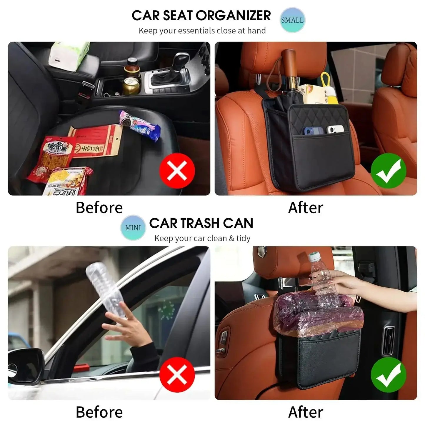 Multi-Function Car Seat Back Organizer | Portable Foldable Design with