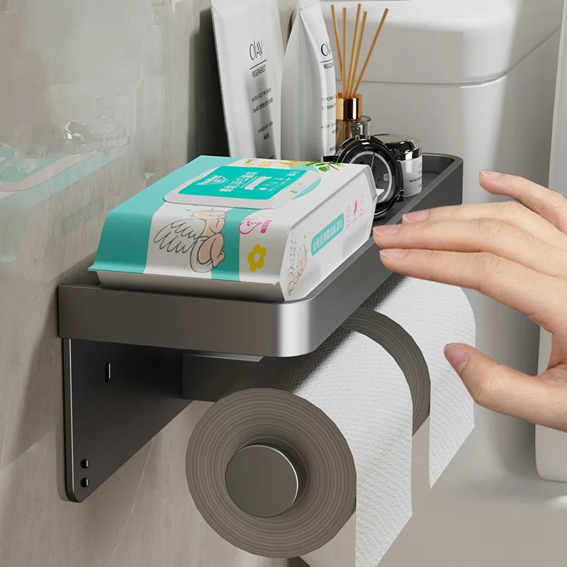 Toilet Paper Holder Wall-Mounted Aluminum Alloy Toilet Paper Holder