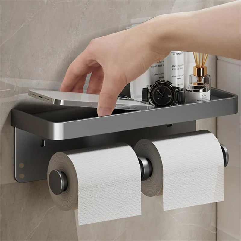 Toilet Paper Holder Wall-Mounted Aluminum Alloy Toilet Paper Holder