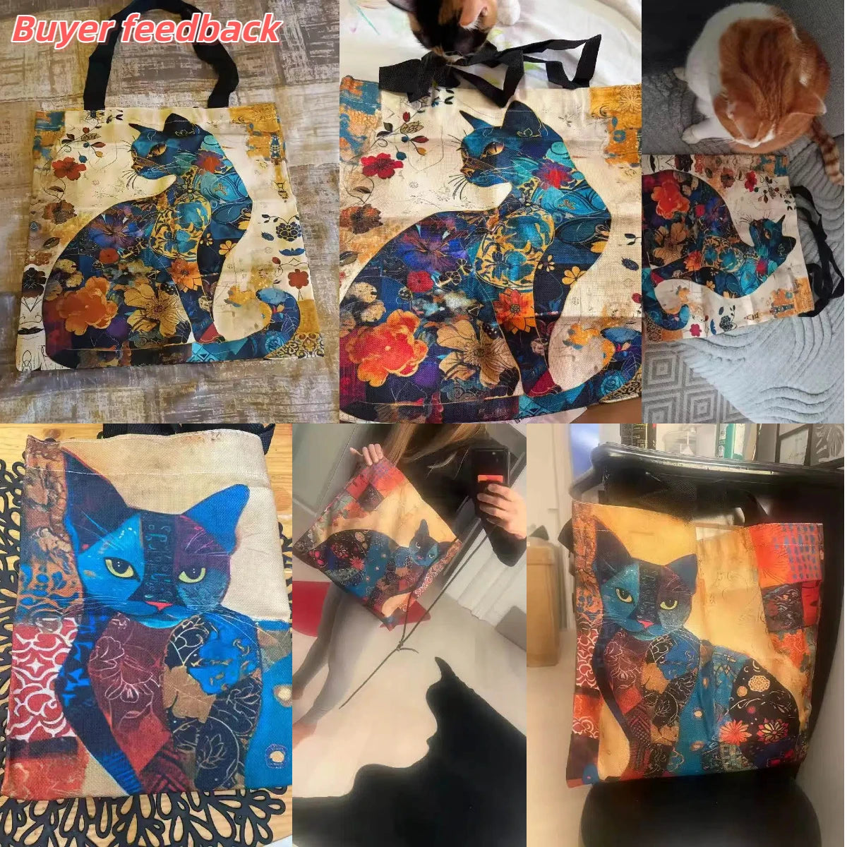 Retro blomster-tote med katte