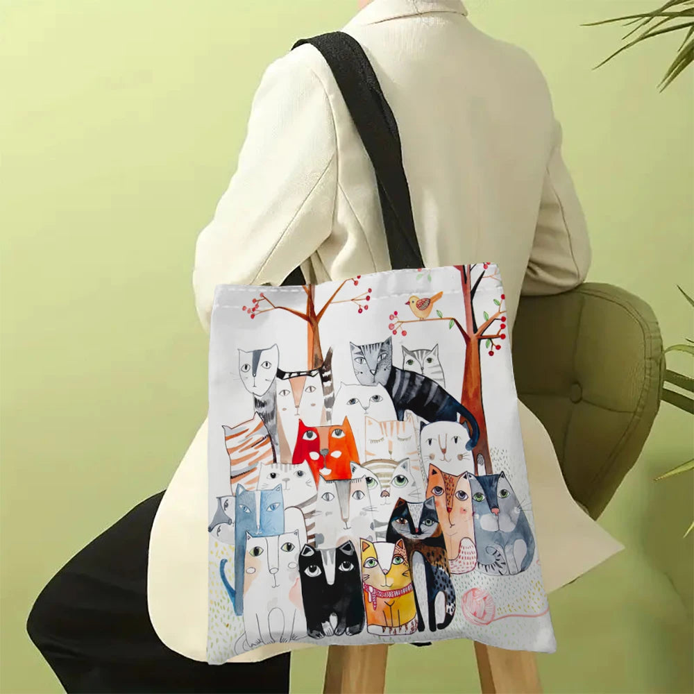 Tote bag med katte-print