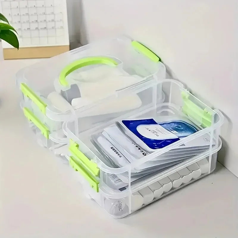 4-Layer Transparent Plastic Storage Box, Stackable Divided