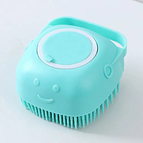 Silikone-badebørste med shampoobeholder