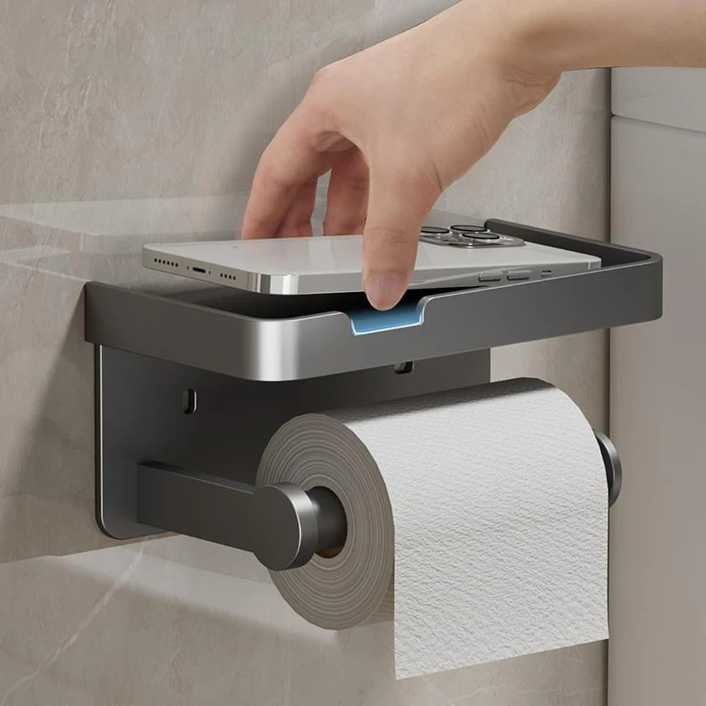 Toilet Paper Holder Wall-Mounted Aluminum Alloy Toilet Paper Holder