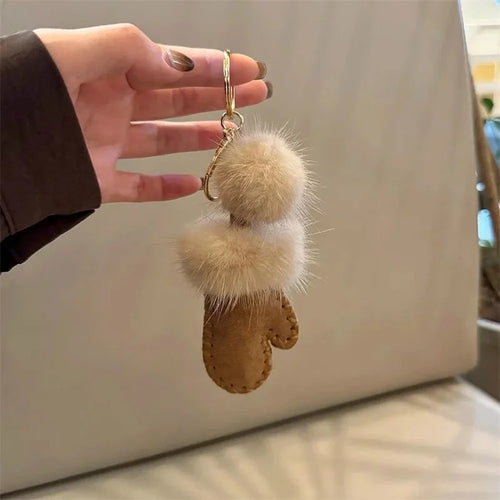 Fluffy kattepoter nøglering