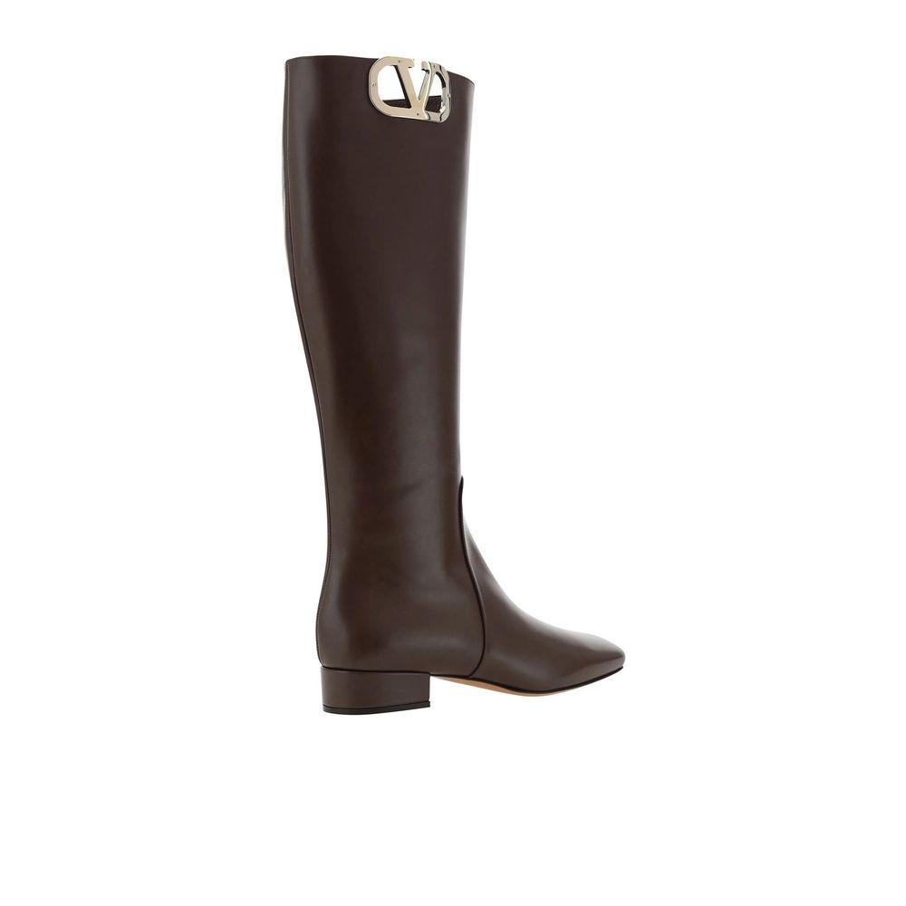 Brown Calfskin Flat Boots
