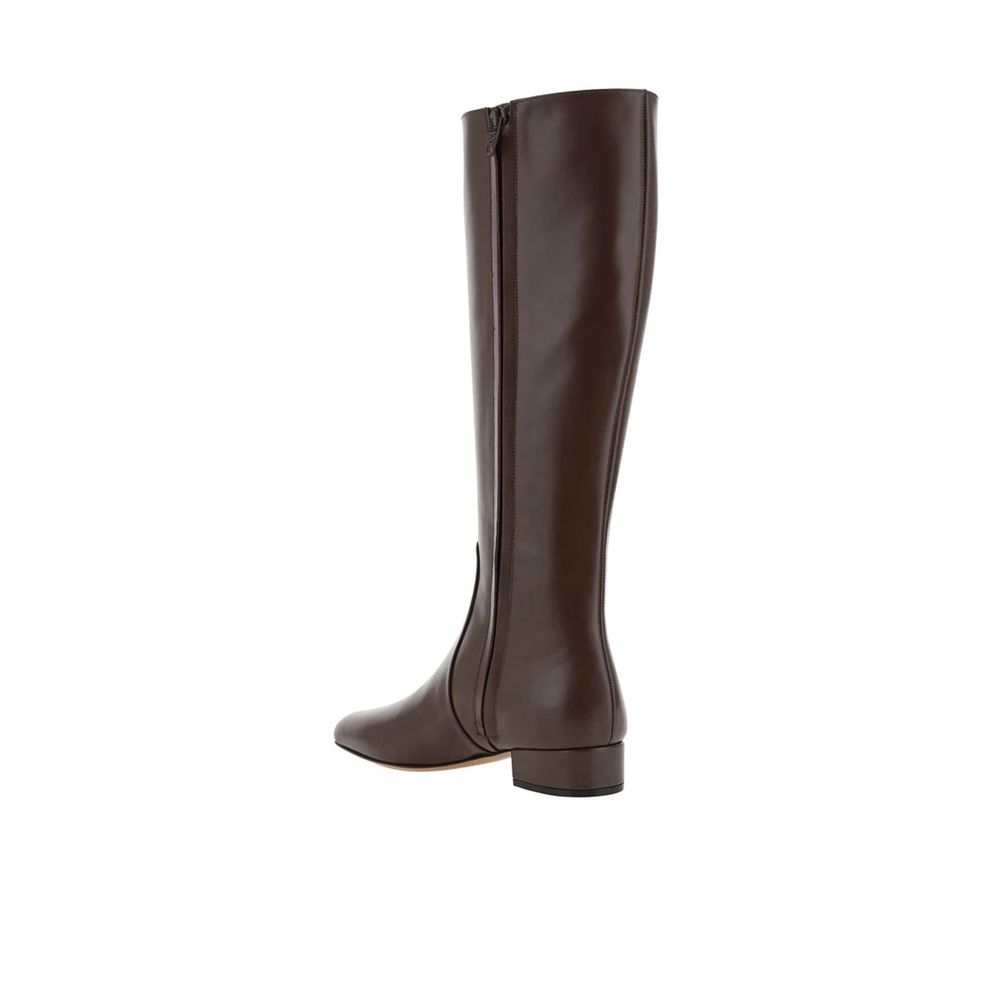Brown Calfskin Flat Boots