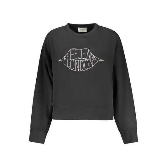 Black Cotton Women Sweatshirt