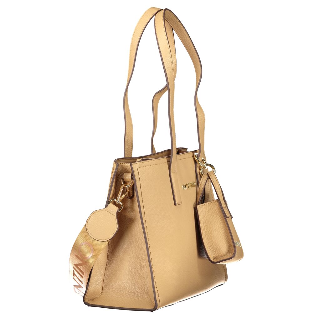 Beige Polyurethane Women's Bag with Shoulder Handles