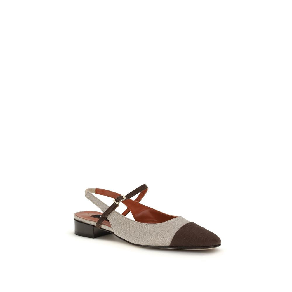 Beige Cotton Ballet Flats