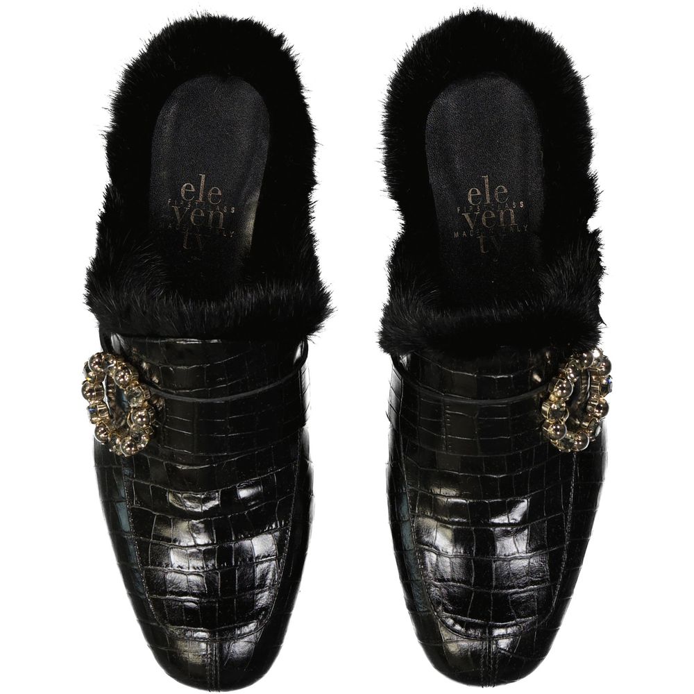 Black Calfskin Mules