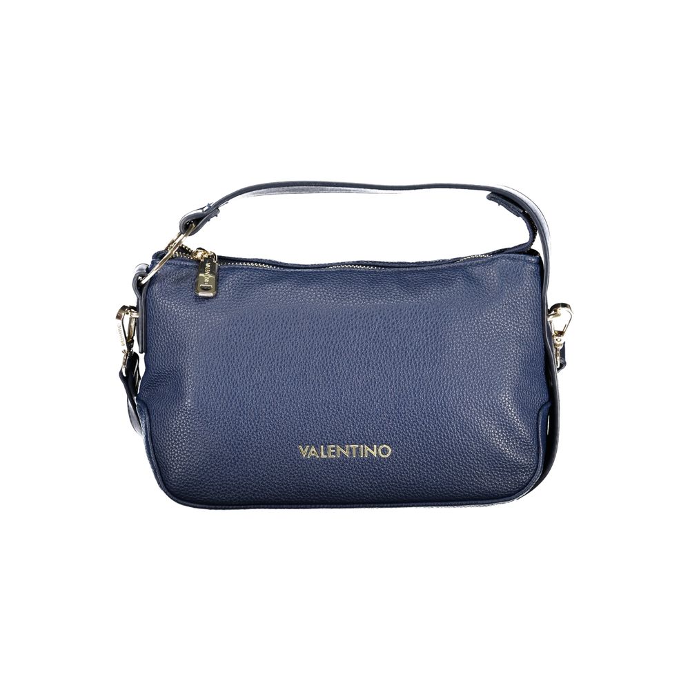 Blue Polyurethane Women's Bag with Adjustable Strap and Pocket