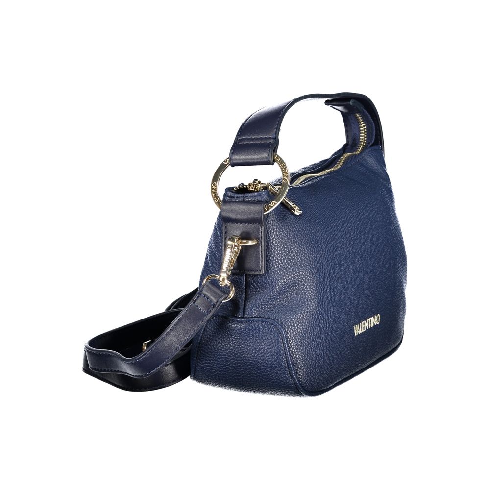 Blue Polyurethane Women's Bag with Adjustable Strap and Pocket