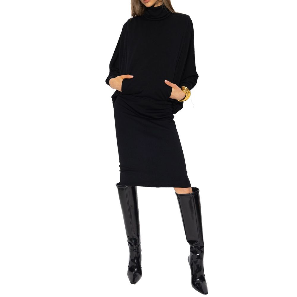 Black Wool Casual Dress