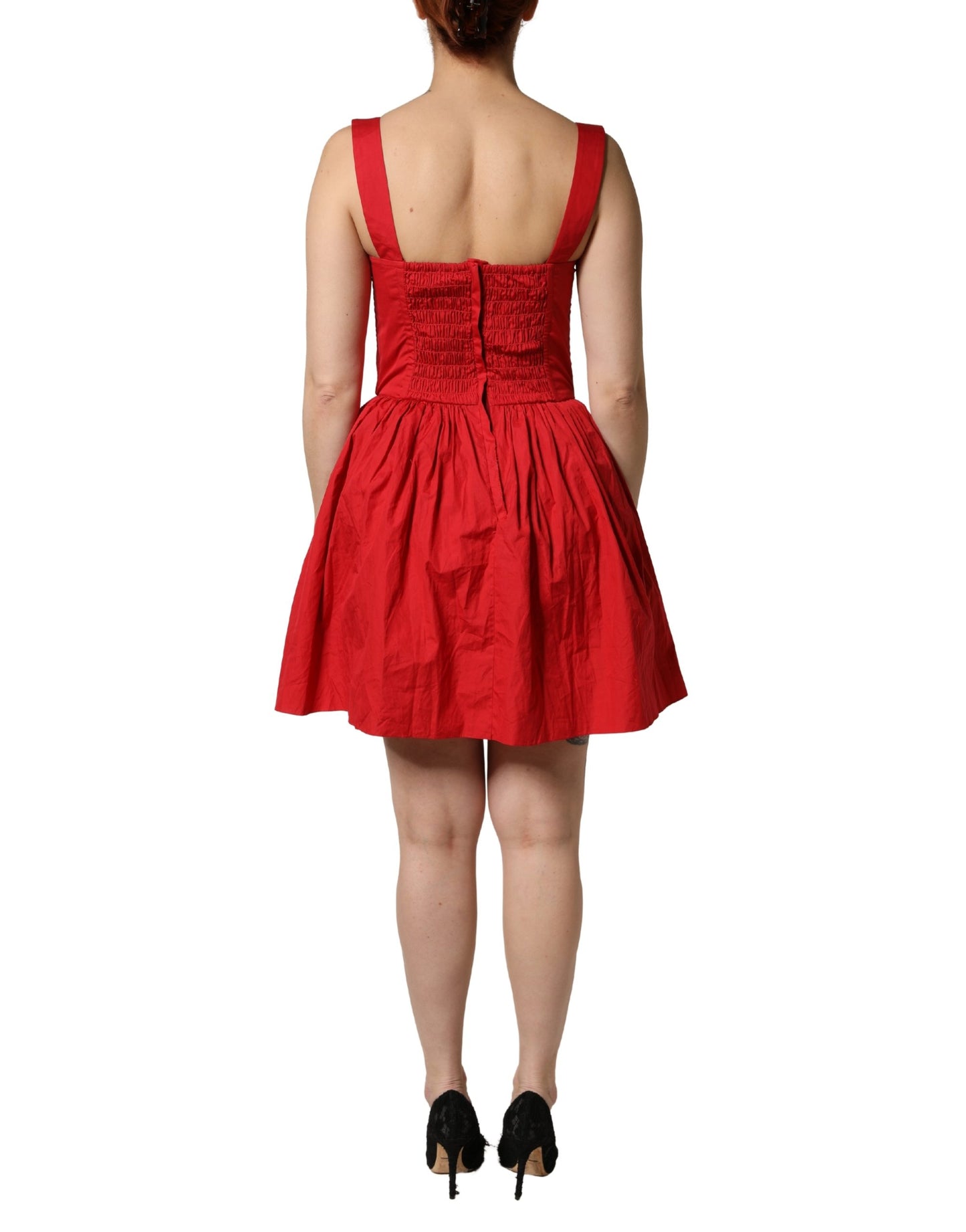 Red Cotton A-Line Sleeveless Mini Dress