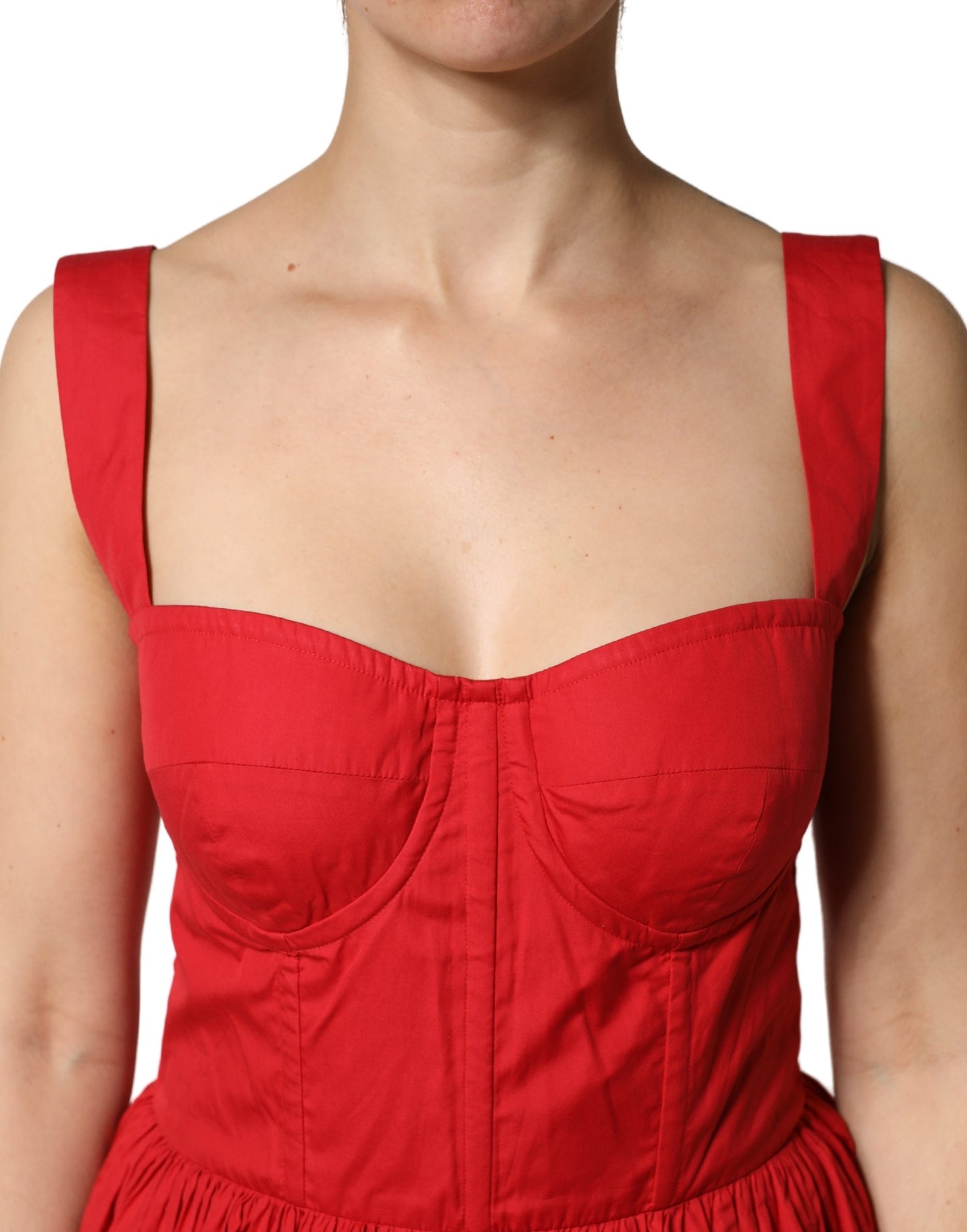Red Cotton A-Line Sleeveless Mini Dress
