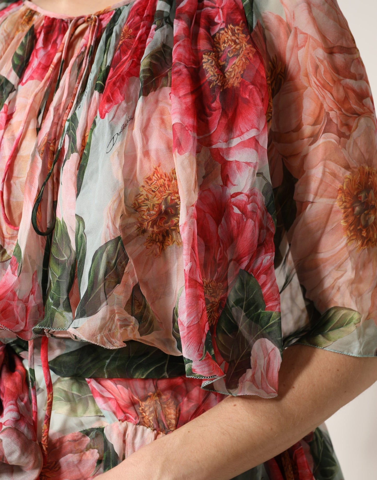 Multicolor Floral Silk Layered Maxi Dress