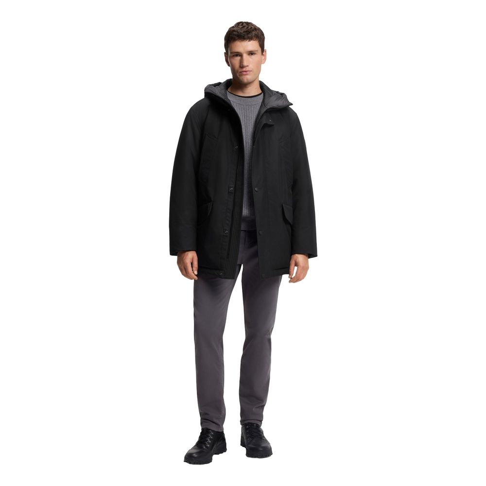 Black Polyester Full-Length Jacket