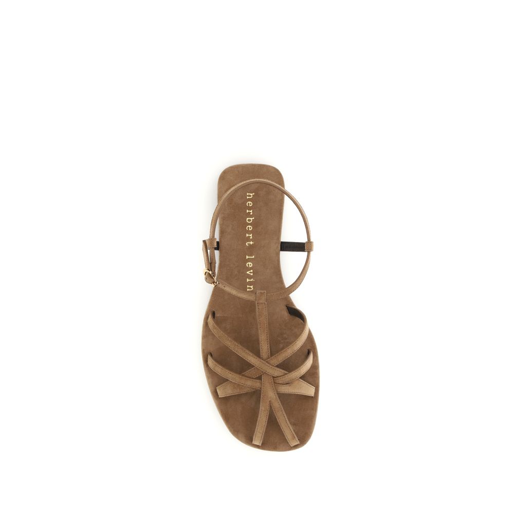 Brown Calf Leather Bos Taurus Flat Sandals
