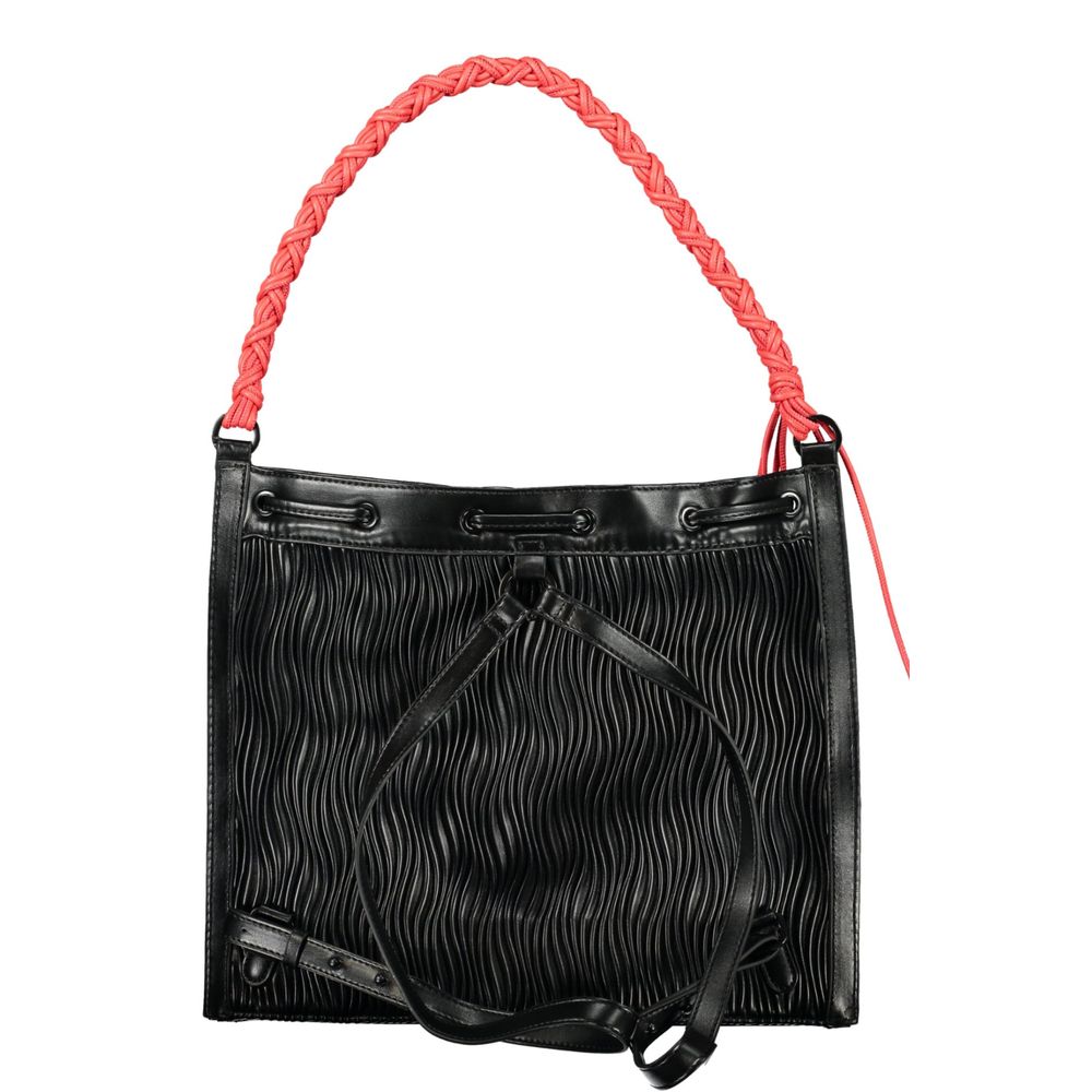 Black Polyurethane Women Backpack